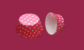 オーブンクッカー(柄物)マフィンカップ プチハート柄ピンク