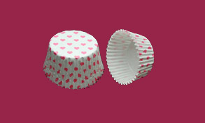 オーブンクッカー(柄物)マフィンカップ プチハート柄ピンク