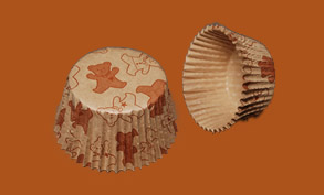 オーブンクッカー(柄物)マフィンカップ 茶ベア柄